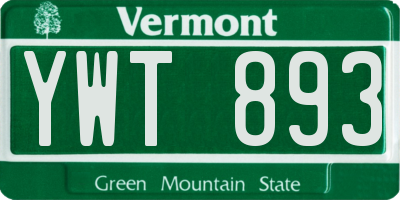 VT license plate YWT893