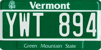 VT license plate YWT894