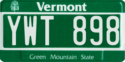 VT license plate YWT898