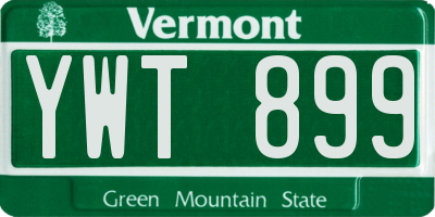 VT license plate YWT899