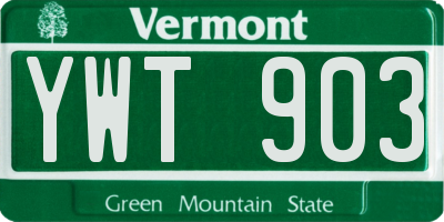 VT license plate YWT903