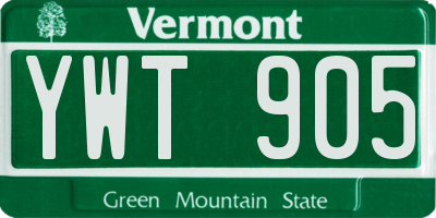 VT license plate YWT905