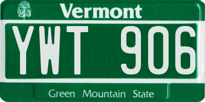 VT license plate YWT906