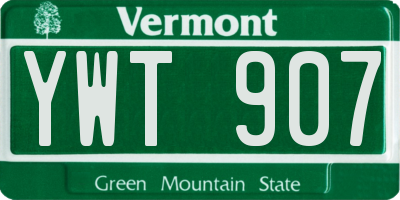 VT license plate YWT907
