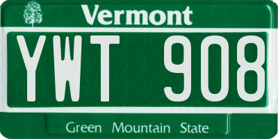 VT license plate YWT908