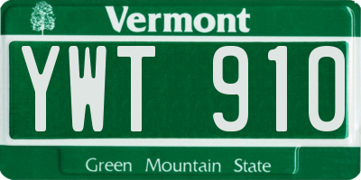 VT license plate YWT910