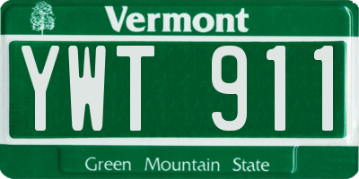 VT license plate YWT911