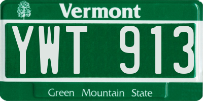VT license plate YWT913