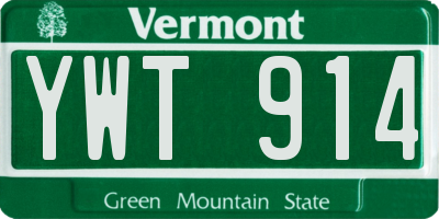 VT license plate YWT914