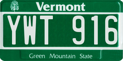 VT license plate YWT916