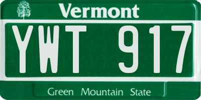 VT license plate YWT917
