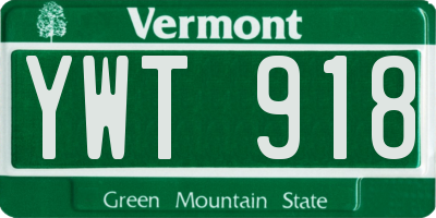 VT license plate YWT918