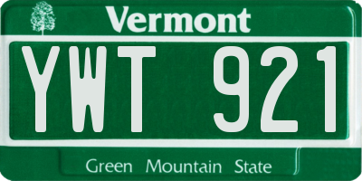 VT license plate YWT921