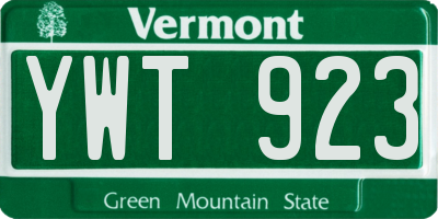 VT license plate YWT923