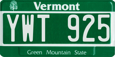 VT license plate YWT925