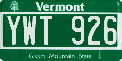 VT license plate YWT926