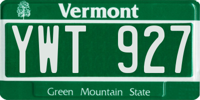 VT license plate YWT927