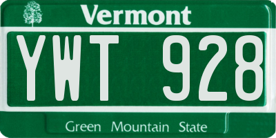 VT license plate YWT928