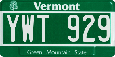 VT license plate YWT929