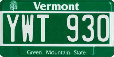 VT license plate YWT930