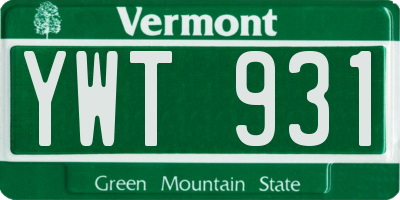 VT license plate YWT931