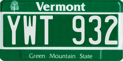VT license plate YWT932