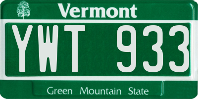 VT license plate YWT933