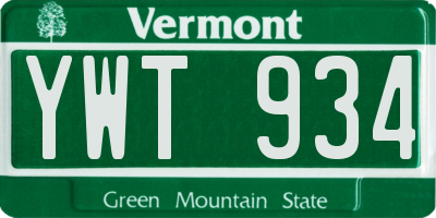VT license plate YWT934