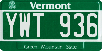 VT license plate YWT936