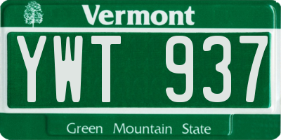 VT license plate YWT937