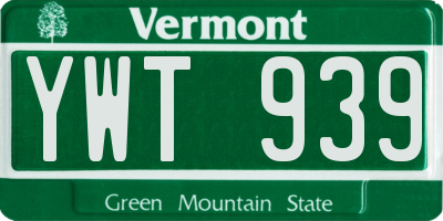 VT license plate YWT939