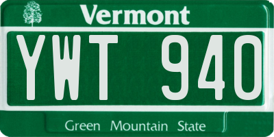 VT license plate YWT940