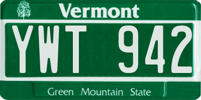 VT license plate YWT942