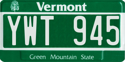 VT license plate YWT945