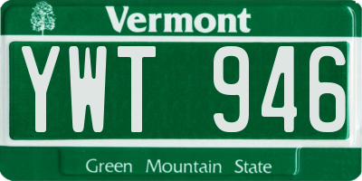 VT license plate YWT946