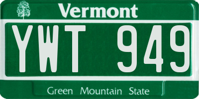 VT license plate YWT949