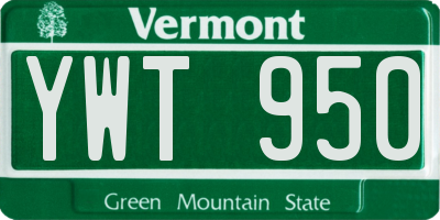 VT license plate YWT950