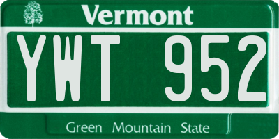 VT license plate YWT952