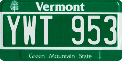 VT license plate YWT953