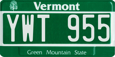 VT license plate YWT955