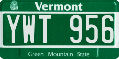 VT license plate YWT956