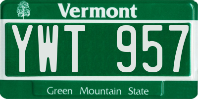 VT license plate YWT957