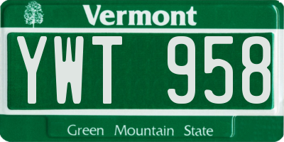 VT license plate YWT958