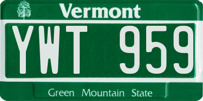 VT license plate YWT959