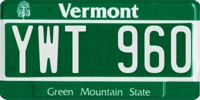VT license plate YWT960
