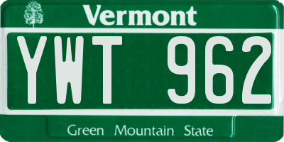 VT license plate YWT962