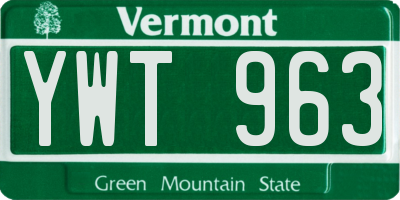 VT license plate YWT963