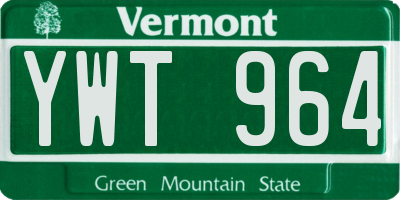 VT license plate YWT964