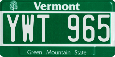 VT license plate YWT965