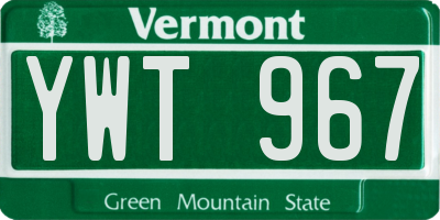 VT license plate YWT967